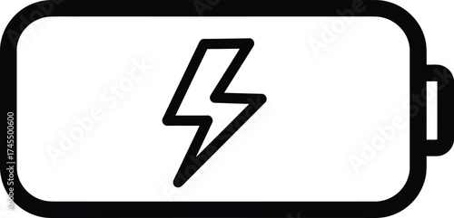 Scalable vector illustration of a battery icon with a lightning bolt symbol