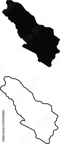 Distinct black silhouette and clean outline representing a unique vertical geographical shape