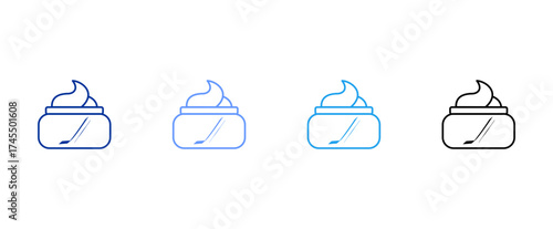 facial cleanser icon, night cream with various color variations