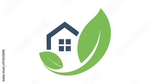 Eco-friendly home symbol green leaf house logo design for sustainable living