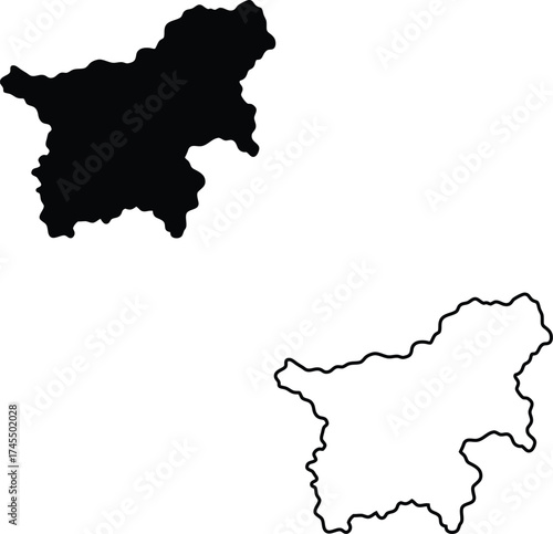 Geographical depiction of Laos with its national borders shown in solid black and outlined on a white background