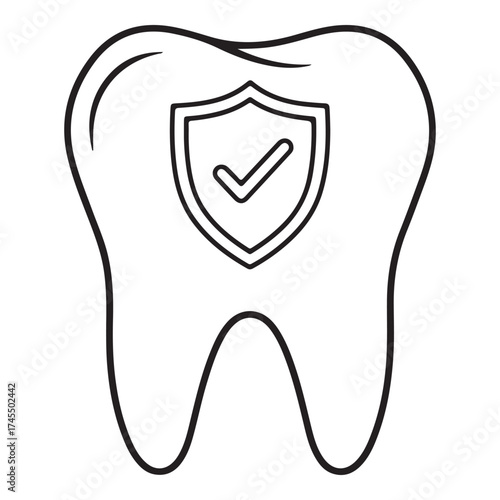 Illustration of a tooth with a shield and checkmark inside