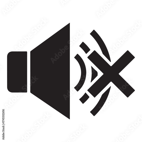 Mute speaker icon, symbolizing silence or no sound