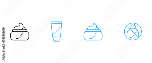 facial cleanser icon, night cream with various color variations