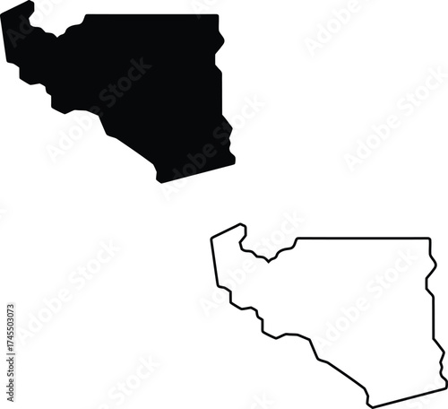 Vector graphics illustrate the outline and solid black silhouette of the American state of Wyoming