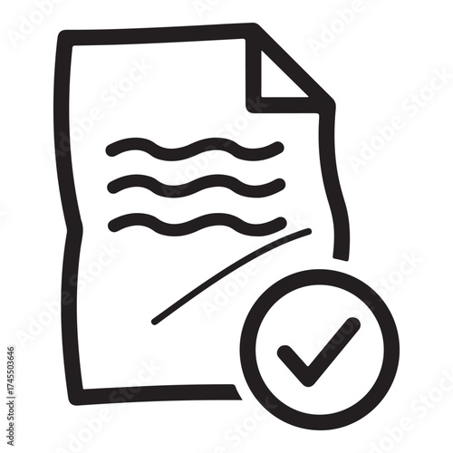 Document with a checkmark icon, , symbolizing approval or completion of a task or form