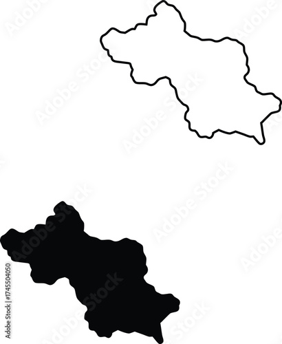 This unidentified landmass is shown as a dark silhouette and a matching delicate border for various uses