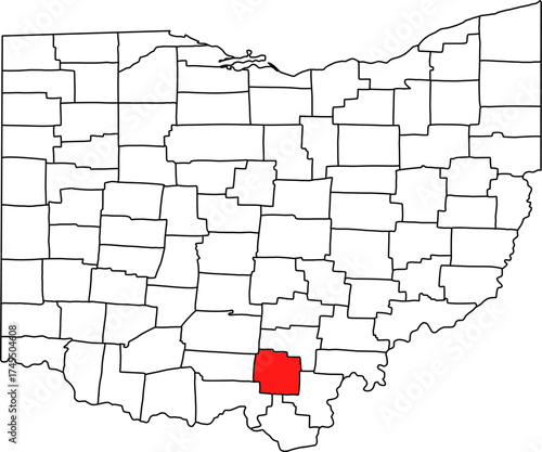Detailed vector map of Ohio highlighting Jackson County, a heavily forested south-central territory located in the Appalachian foothills, historically linked to the iron industry.

