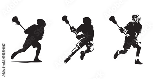 Dynamic Lacrosse Player Silhouette Vector Illustration for Sports Design and Team Branding
