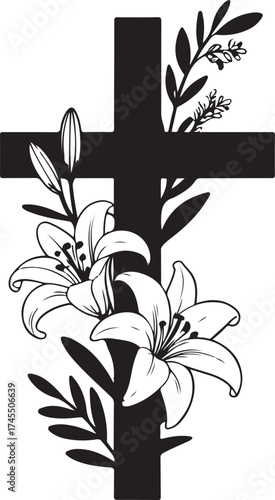 Floral cross svg, Religious symbol, Christian cross with flowers