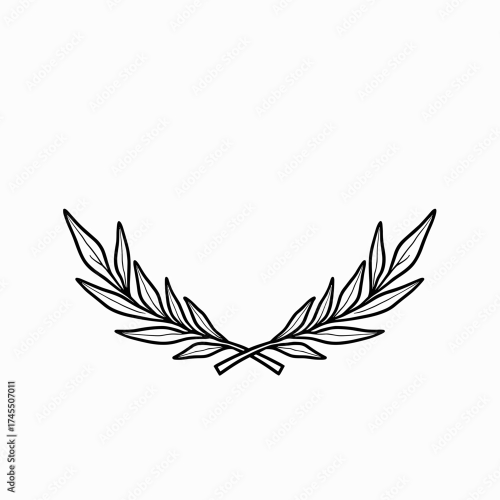 Obraz premium Olive branch illustration in minimalist line style on white background 