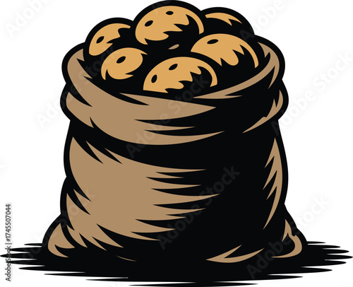 Agriculture and Farming Symbol: Sack of Potatoes