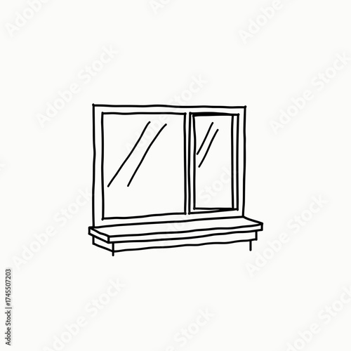Simple line drawing of a rectangular window with a ledge  