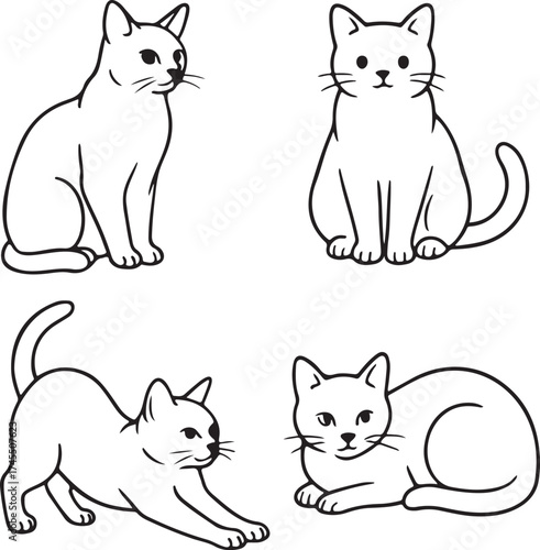 Line art cats vector