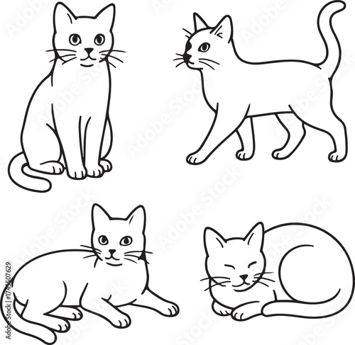 Line art cats vector