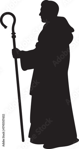Holiday silhouettes christmas Nativity Shepherd. Vector illustration