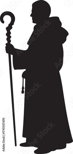 Holiday silhouettes christmas Nativity Shepherd. Vector illustration