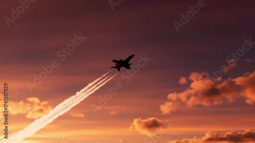 Wallpaper Mural Aviation Wonder, Fighter Jet Soaring Through a Vibrant Sunset Sky Torontodigital.ca