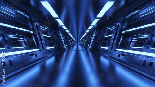 Wallpaper Mural Futuristic Blue Tunnel Loop, Infinite Corridor with Neon Lights Animation Torontodigital.ca