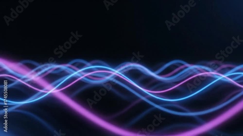 Wallpaper Mural Luminous Frequency Waves on Black Backdrop - Dynamic Motion Graphics Torontodigital.ca
