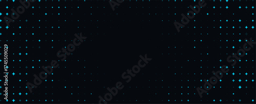 Star Background With Blue Stars And Copy Space On Dark, Minimal Space Pattern For Banners, Posters, Web And App Design, Modern Cosmic Wallpaper. Vector Illustration.