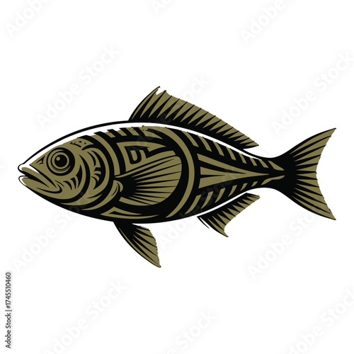 Tribal Fish Stylized Aquatic Creature T-shirt Design