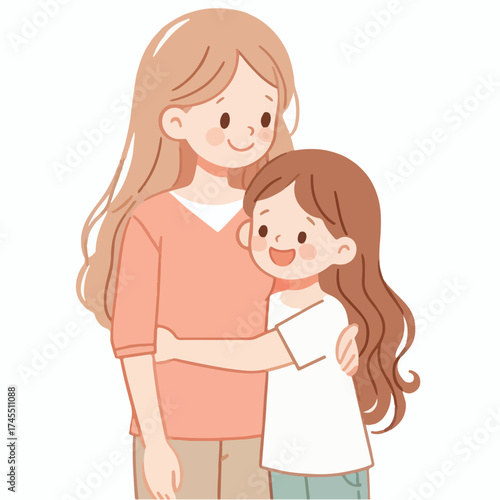 Mommy and her Daughter Happily. Happy Mother Day