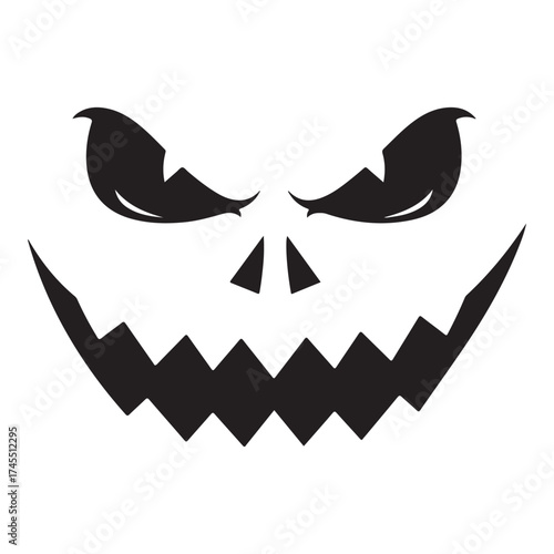 Scary jackolantern face with jagged teeth and angry eyes