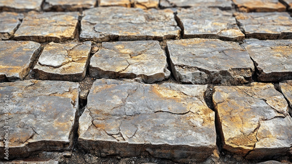 Obraz premium Close-up view of a paved stone surface
