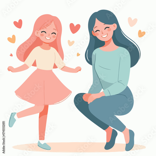 Mommy and her Daughter Happily. Happy Mother Day