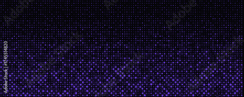 Star Purple Confetti Background On Black With Glitter Sparkle Gradient, Dense At Bottom, Perfect For Night Party, Holiday, New Year, Event Banner And Invitation Design. Vector Illustration.