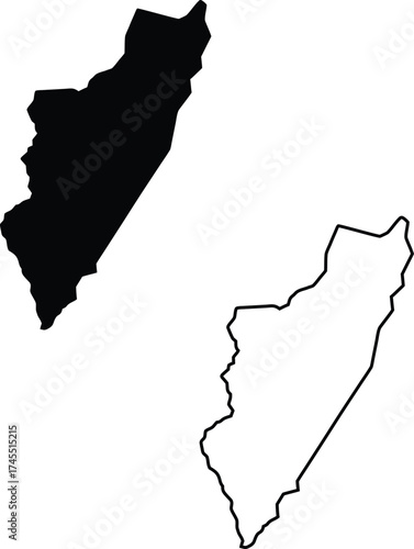 Simple black silhouette and clear outline of Somalias unique geographical shape displayed against a clean white backdrop