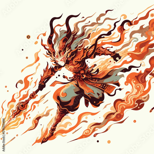 General of Fiery Warrior Illustration