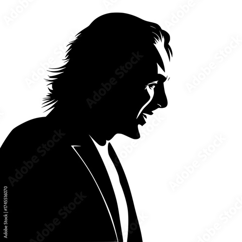 Confident executive silhouette showcases leadership, vision, and professional success graphic