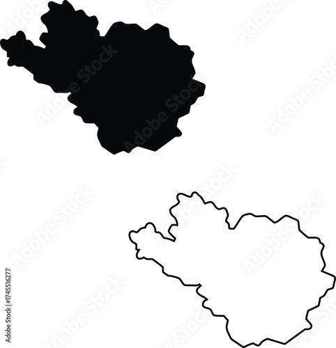 A distinct black filled silhouette and matching outline show an irregularly shaped geographical area