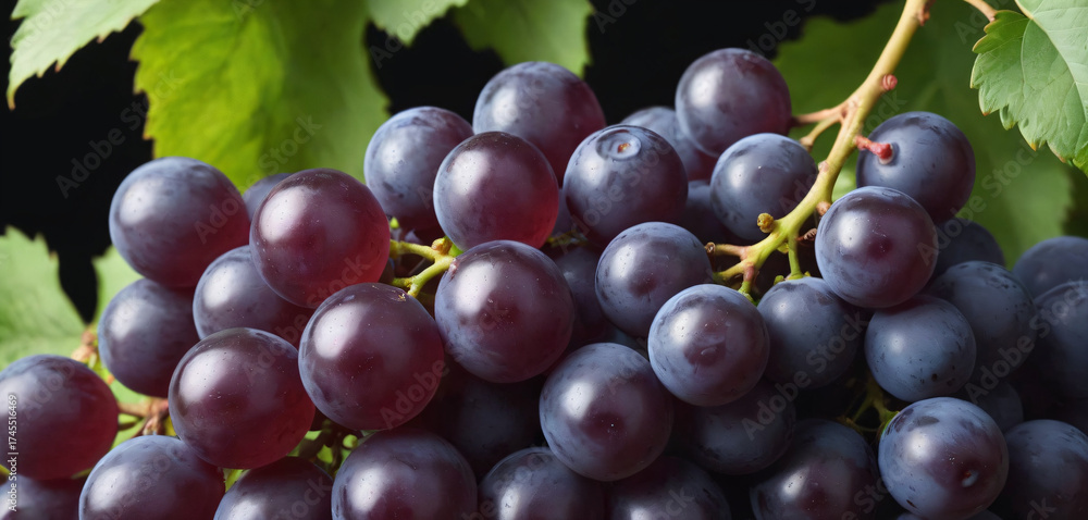 Fototapeta premium There is a close up of bunch grapes on table composition scene depth backgrounds illustration gesture expression figure frame cartoonish design creative style colorful emotion motion