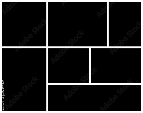 Template photo collage group different pictures album. Empty different photo frame. Set realistic photo card frame mockup vector.