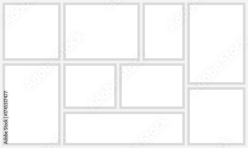 Template photo collage group different pictures album. Empty different photo frame. Set realistic photo card frame mockup vector.