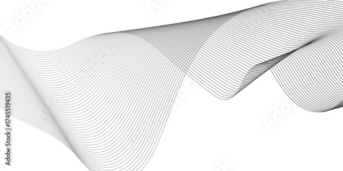 Energy abstract smooth gray gradient frequency isolated element creative blend curve flow line technology modern white web banner vector beautiful waveform light music energy design.	