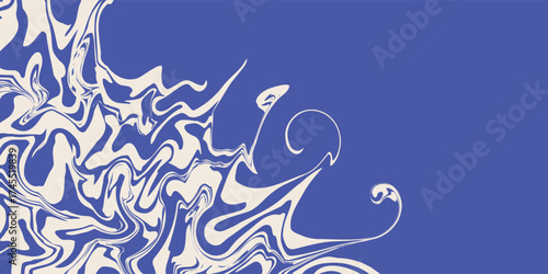 Modern Blue wavy lines abstract background. Trendy psychedelic retro style backdrop. Waves, swirl and twirl pattern. Twisted distorted vector texture. Y2k aesthetic design