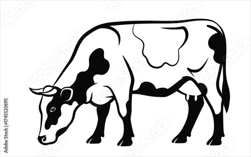 Vectorized Cow for print, sketch, Drawing, Decoration