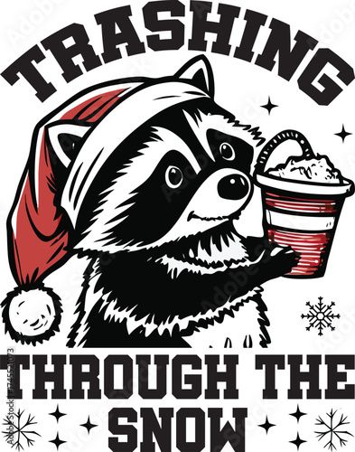 TRASHING THROUGH THE SNOW TYPHOGRAPHY T-SHIRT DESIGN