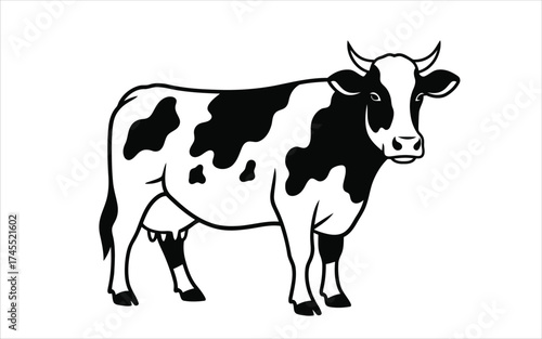Vectorized Cow for print, sketch, Drawing, Decoration