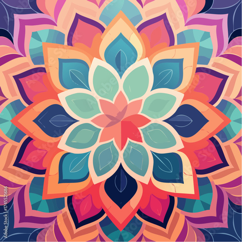 Colorful mandala flower with layered petals