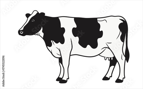 Vectorized Cow for print, sketch, Drawing, Decoration
