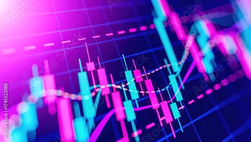 Vibrant Stock Market Candlestick Chart Analysis for Financial Trading.