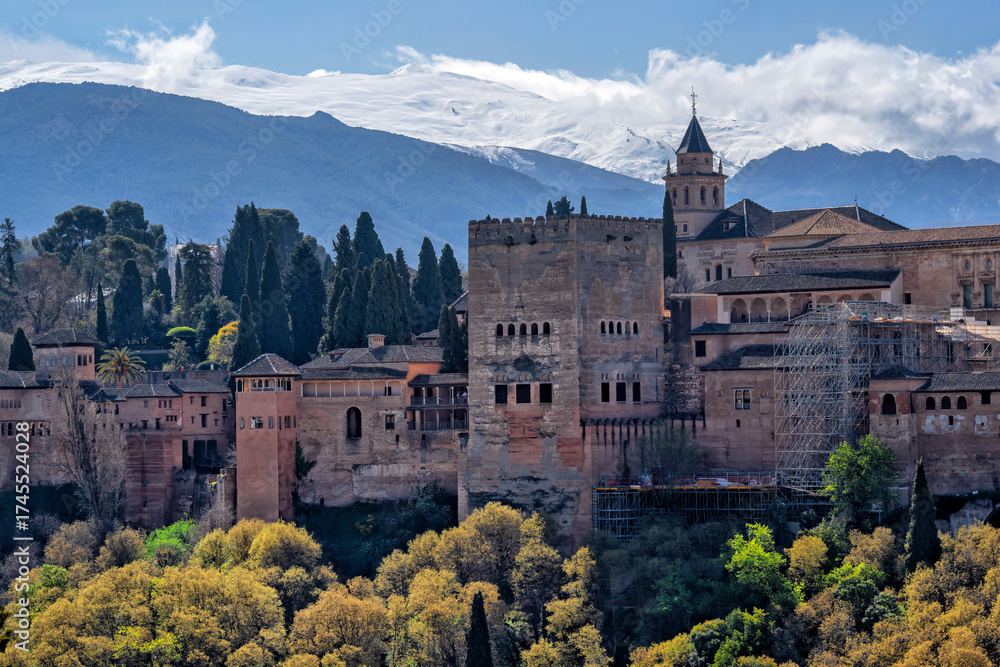 Obraz premium Granada, Spain. The Alhambra Palace complex. Beautiful Spanish city. Travel, Tourism