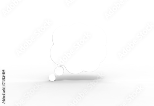 thought balloon emoji front view with shadow 3d render