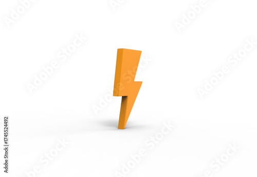 Thunder emoji abgle view with shadow 3d render