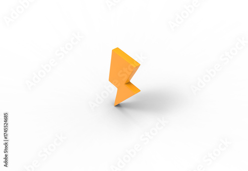 Thunder emoji top view with shadow 3d render